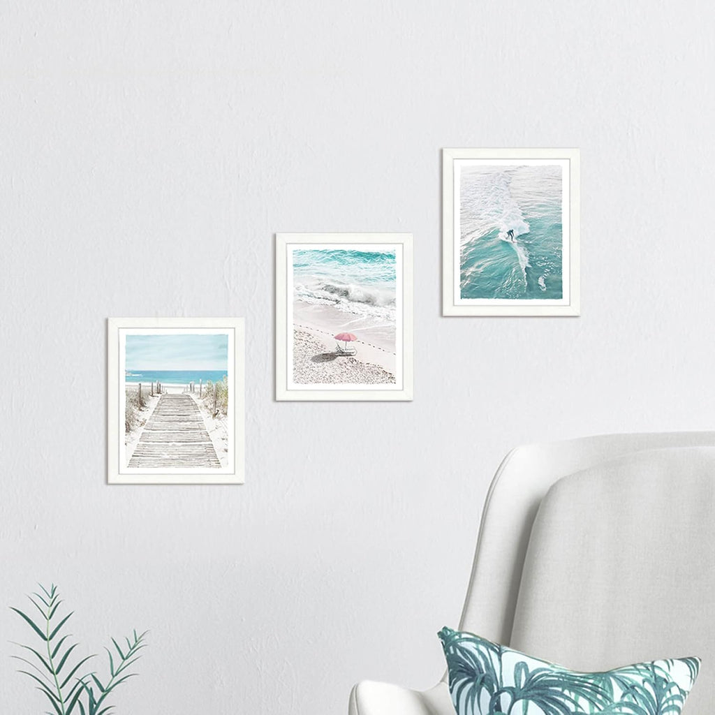 3 Piece Coastal Nautical Framed Wall Art Print D1155