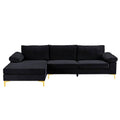 Black Velvet Sectional Sofa S83015