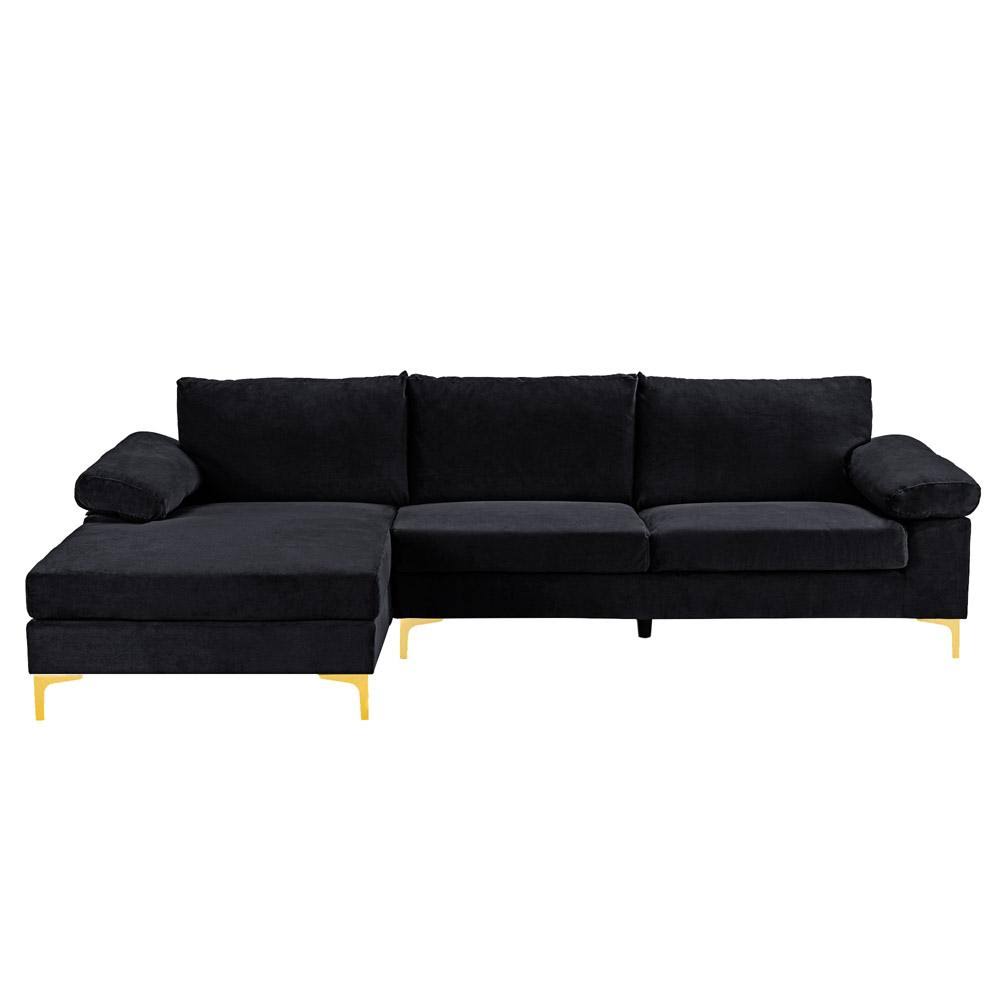 Black Velvet Sectional Sofa S83015