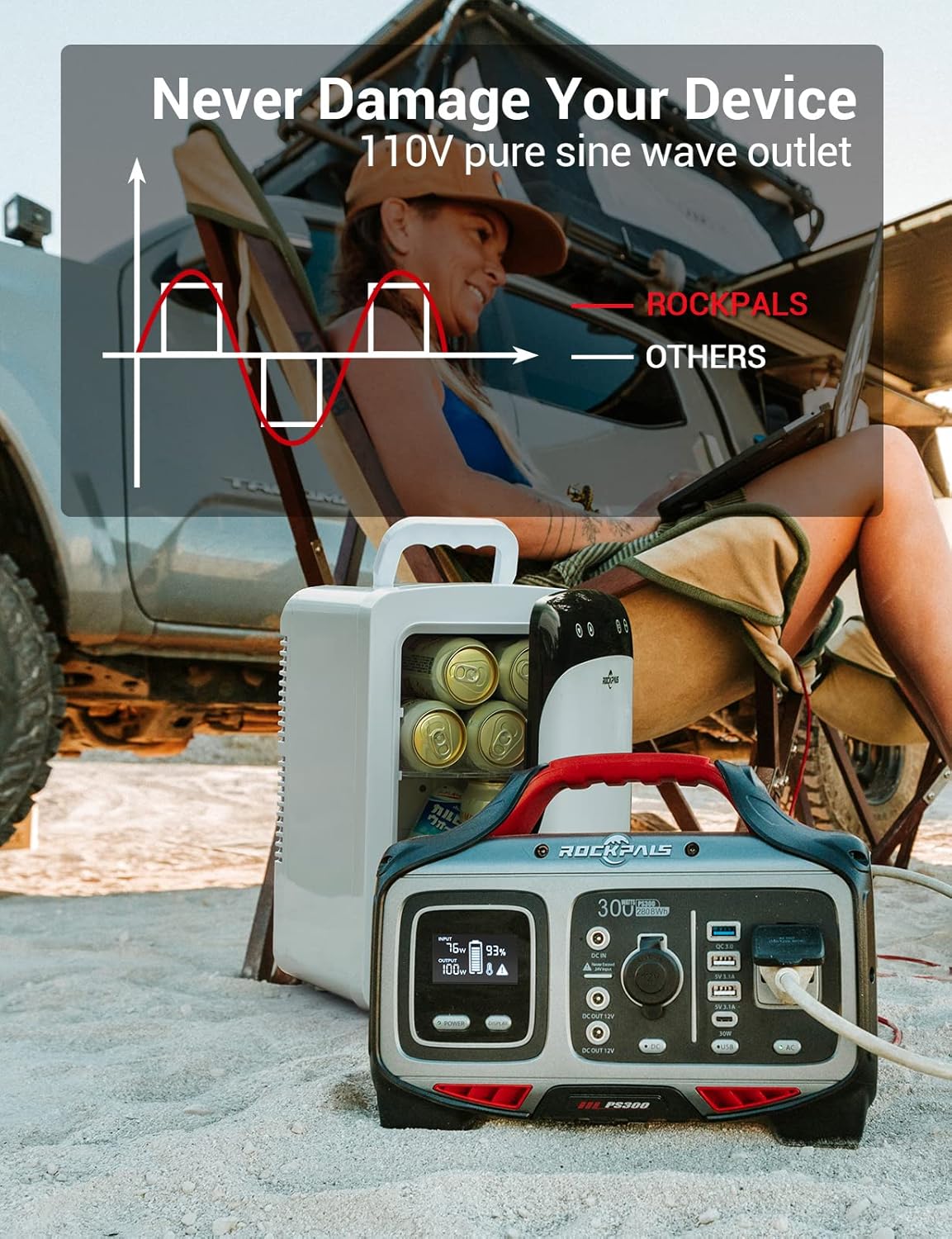 300W Portable Power Station, 280wh (78000mAh) Solar Generator with 110V Pure Sine Wave AC Outlet U860