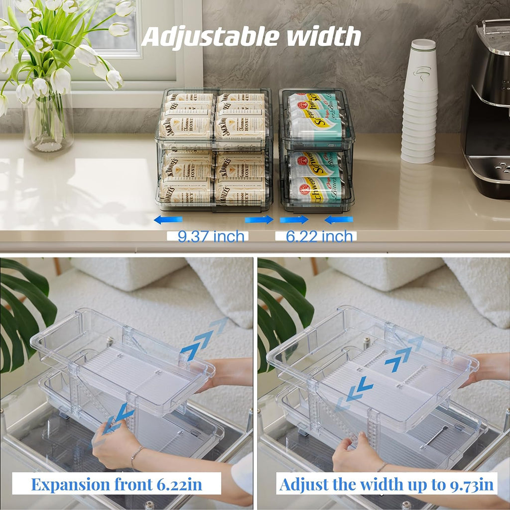 2 Pcs Clear Plastic Beverage Soda Can Organizer for Refrigerator V1482