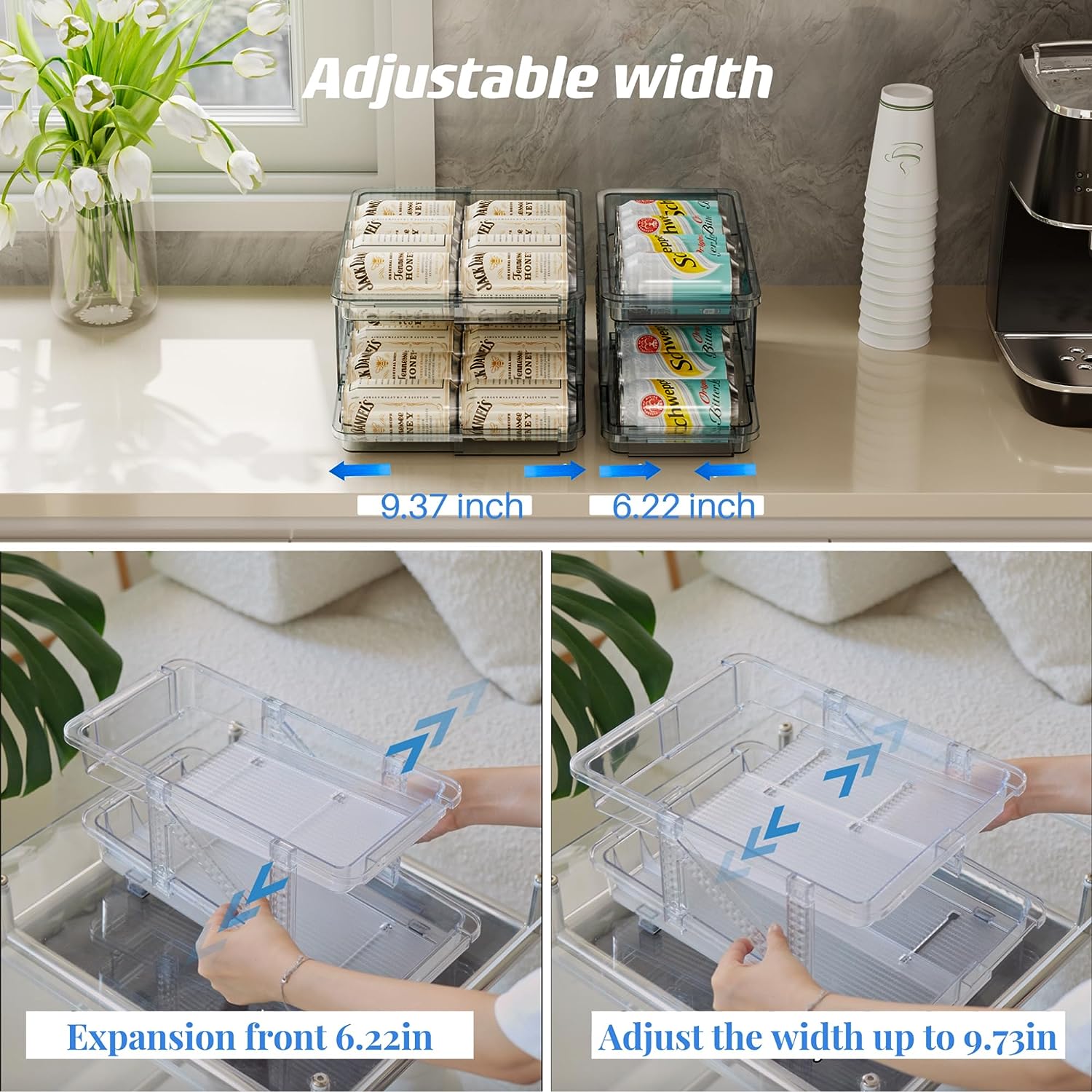 2 Pcs Clear Plastic Beverage Soda Can Organizer for Refrigerator V1482