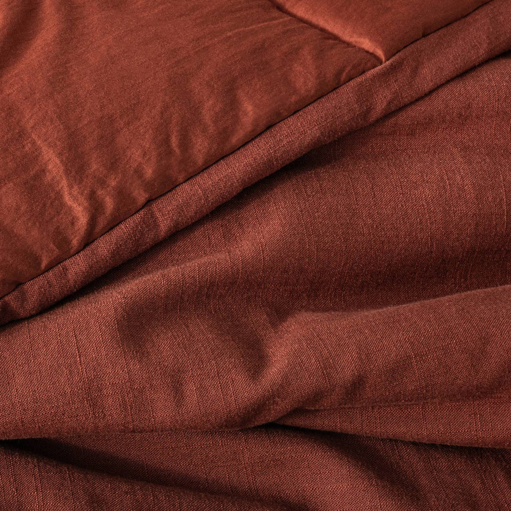 Heavyweight Linen Blend Comforter & Sham Set Dark Clay P881