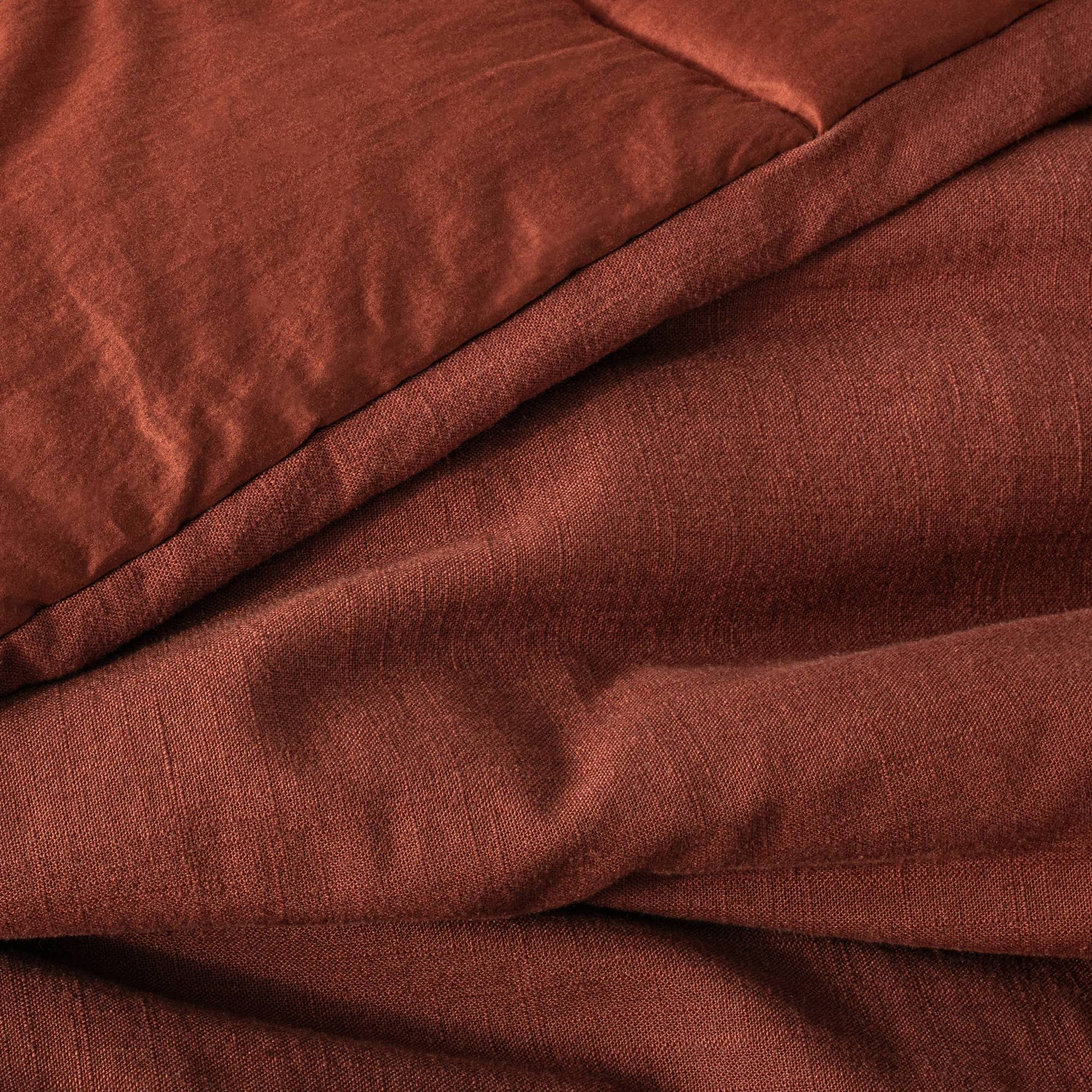 Heavyweight Linen Blend Comforter & Sham Set Dark Clay P881