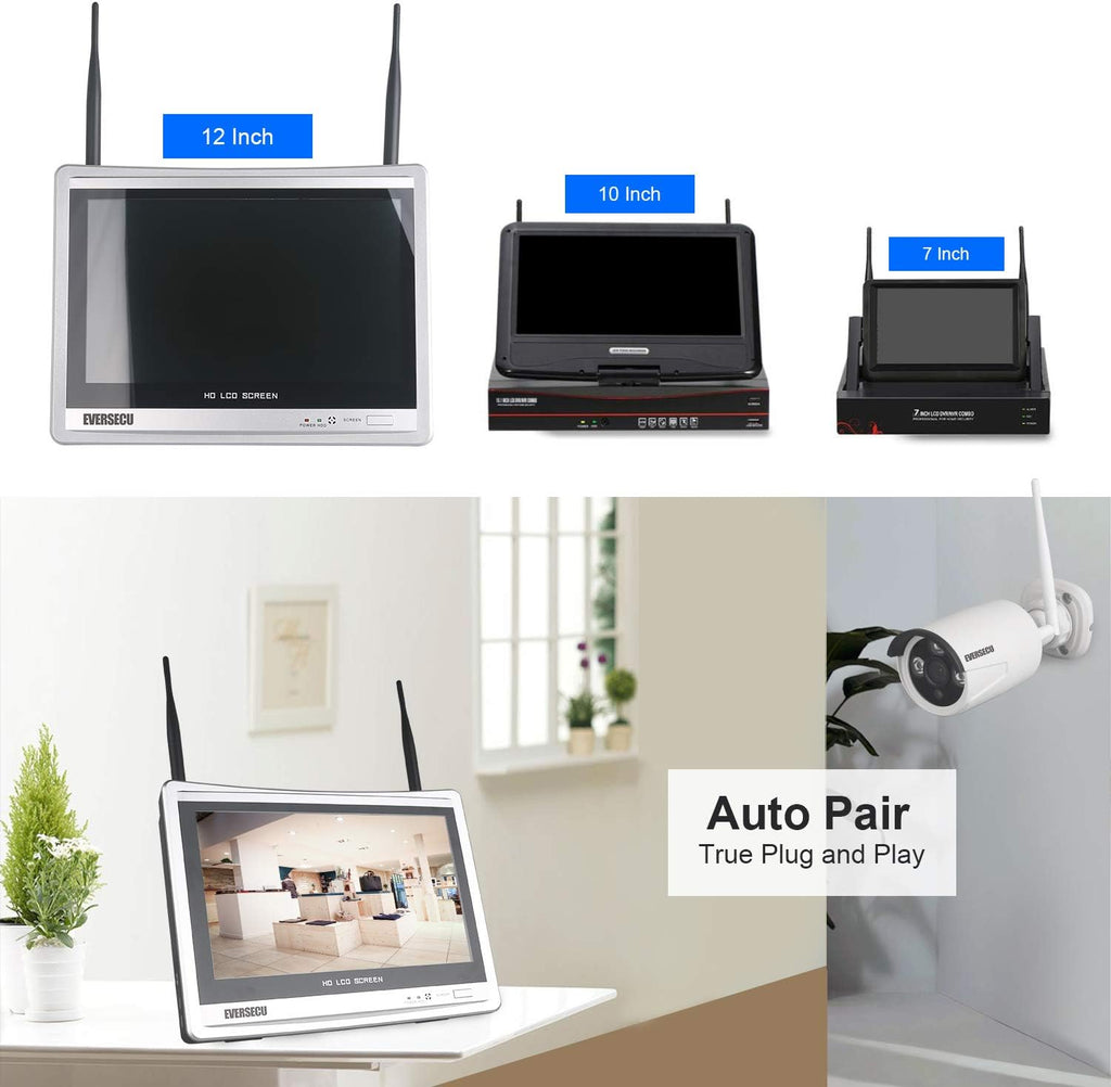 2K 3MP 8 Channel Wireless IP Security Cameras System with 12 Inch Monitor X93524