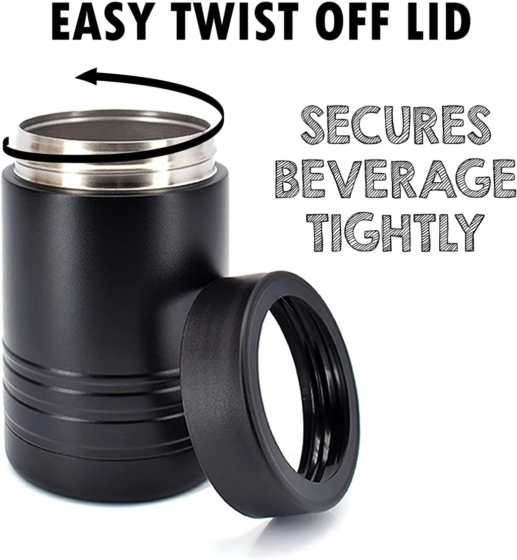 4-in-1 Stainless Steel 12 oz Double Wall Vacuum Insulated Can Cooler Powder Coated Black B789085