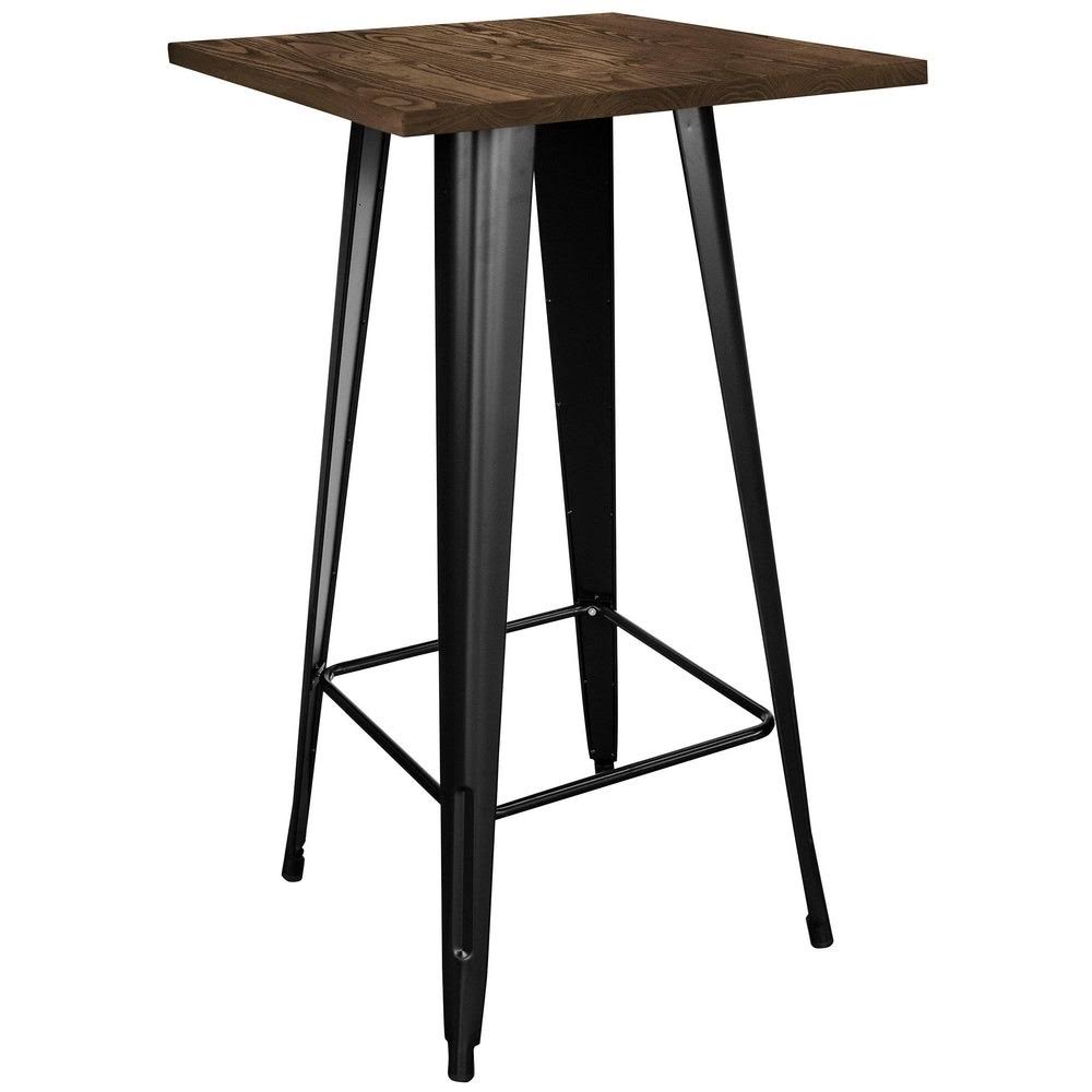 Black Metal Pub Table with Wood Top B920