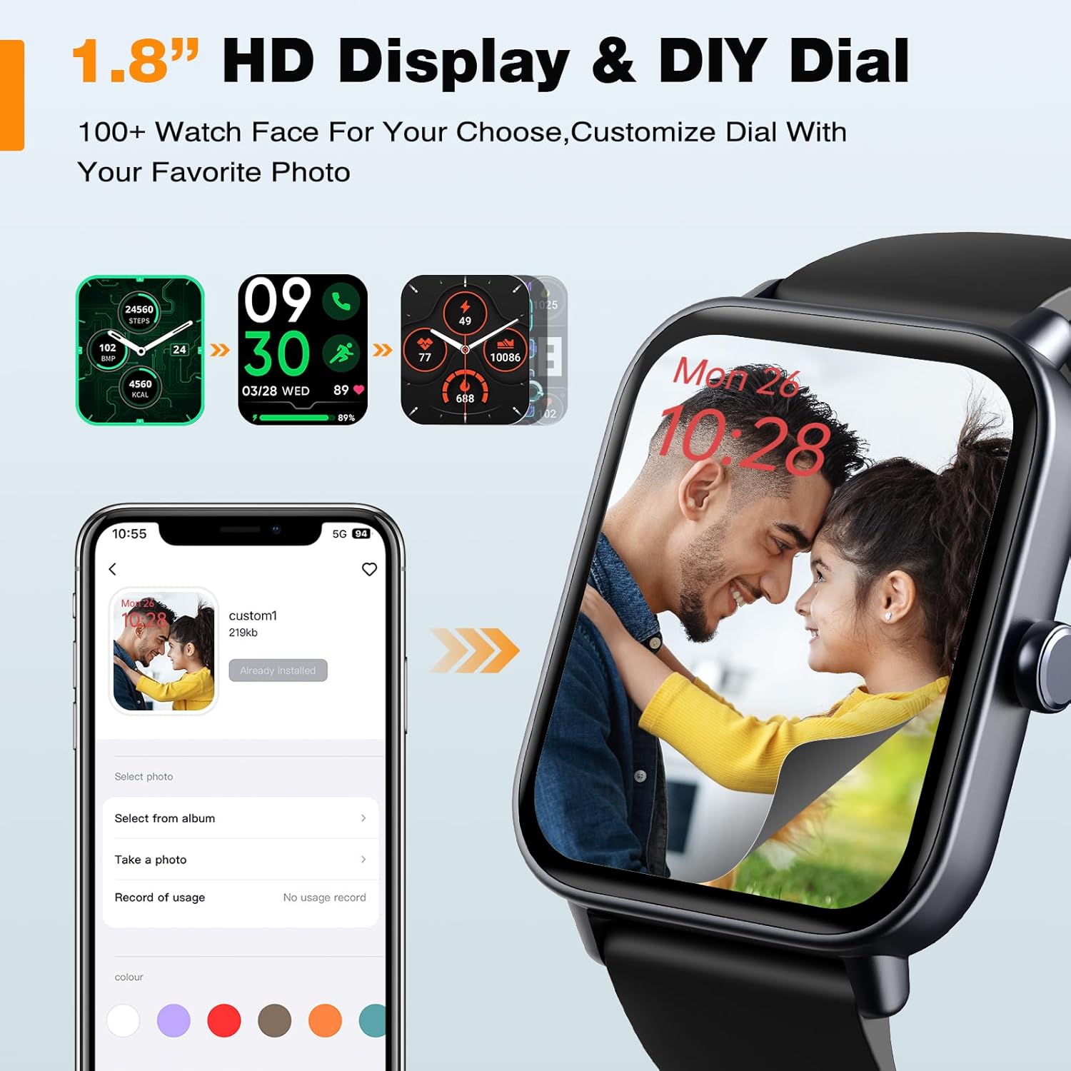 Smart Watch with 1.8" Touchscreen Fitness Tracker Q13750
