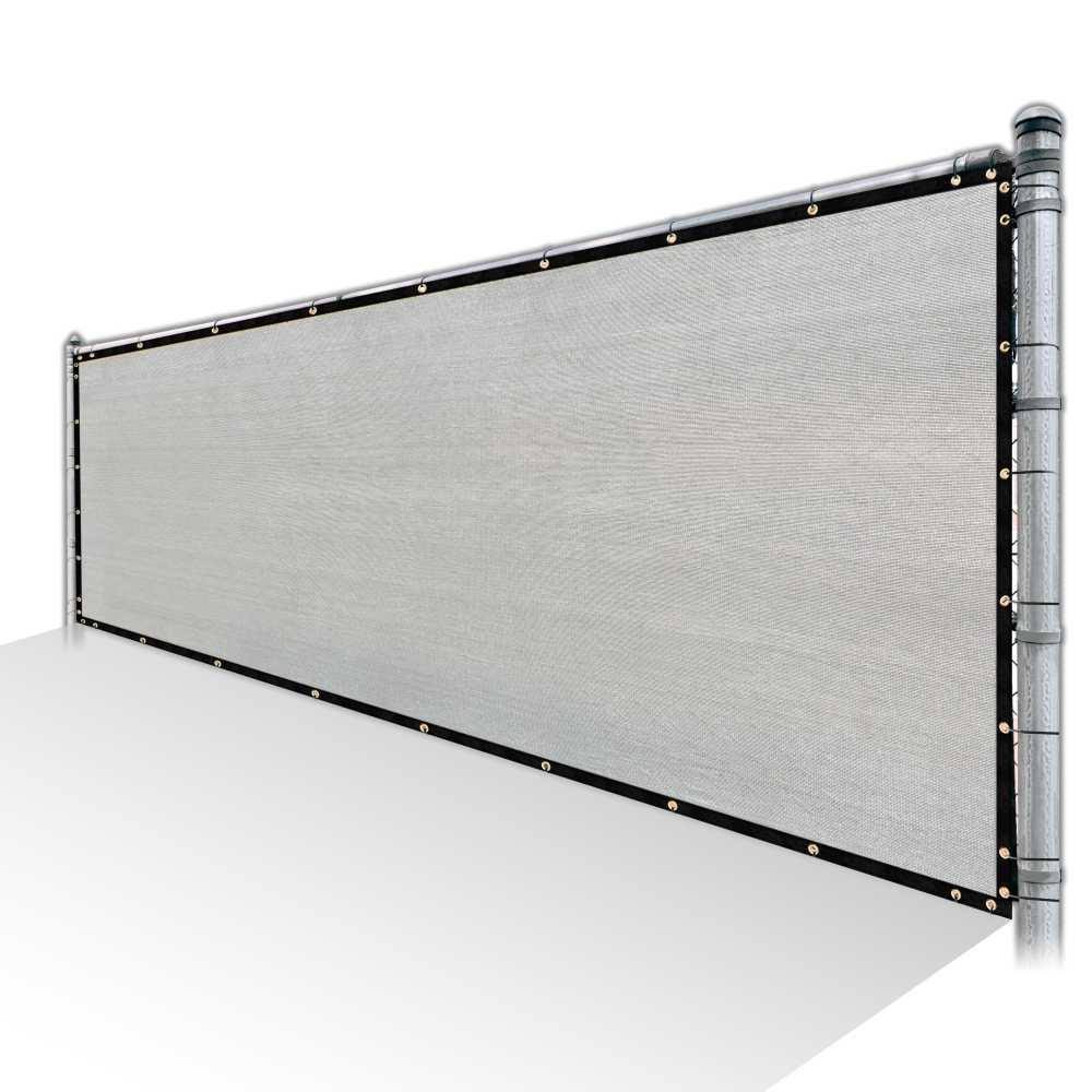 Grey Privacy Fence Screen HDPE Mesh Windscreen with Reinforced Grommets S665802