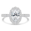 14K White Gold Oval Diamond Halo Engagement Ring W1148