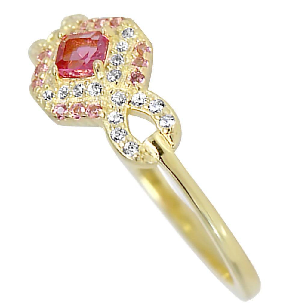 14k Gold Sterling Silver Simulated Pink Sapphire Ring Size 7 L39083