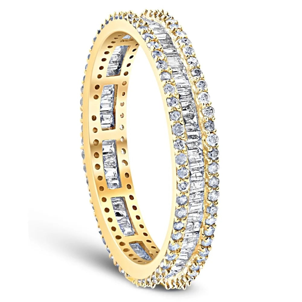 1 1/10 Ct Baguette & Diamond Eternity Ring Wedding Band Q418