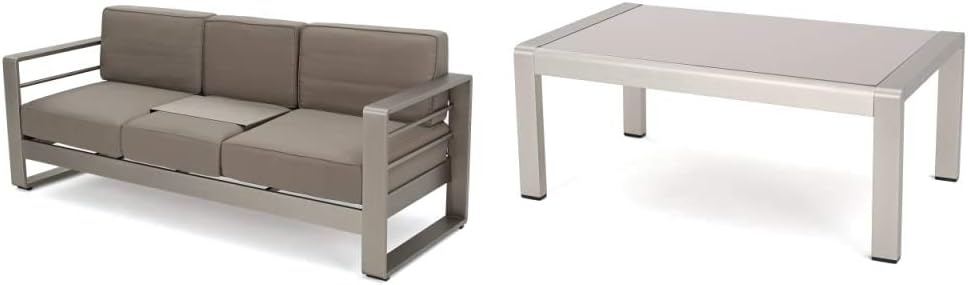 Khaki Outdoor Loveseat Sofa with Tray D408141