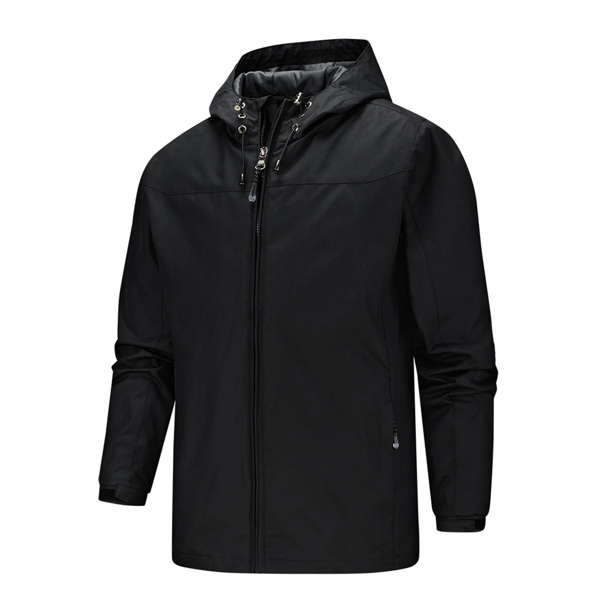 Black 4X-Large Lightweight Water Resistant Hooded Rain Jacket A58592