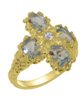 14k Yellow Gold Natural Diamond & Aquamarine Womens Engagement Ring K5570