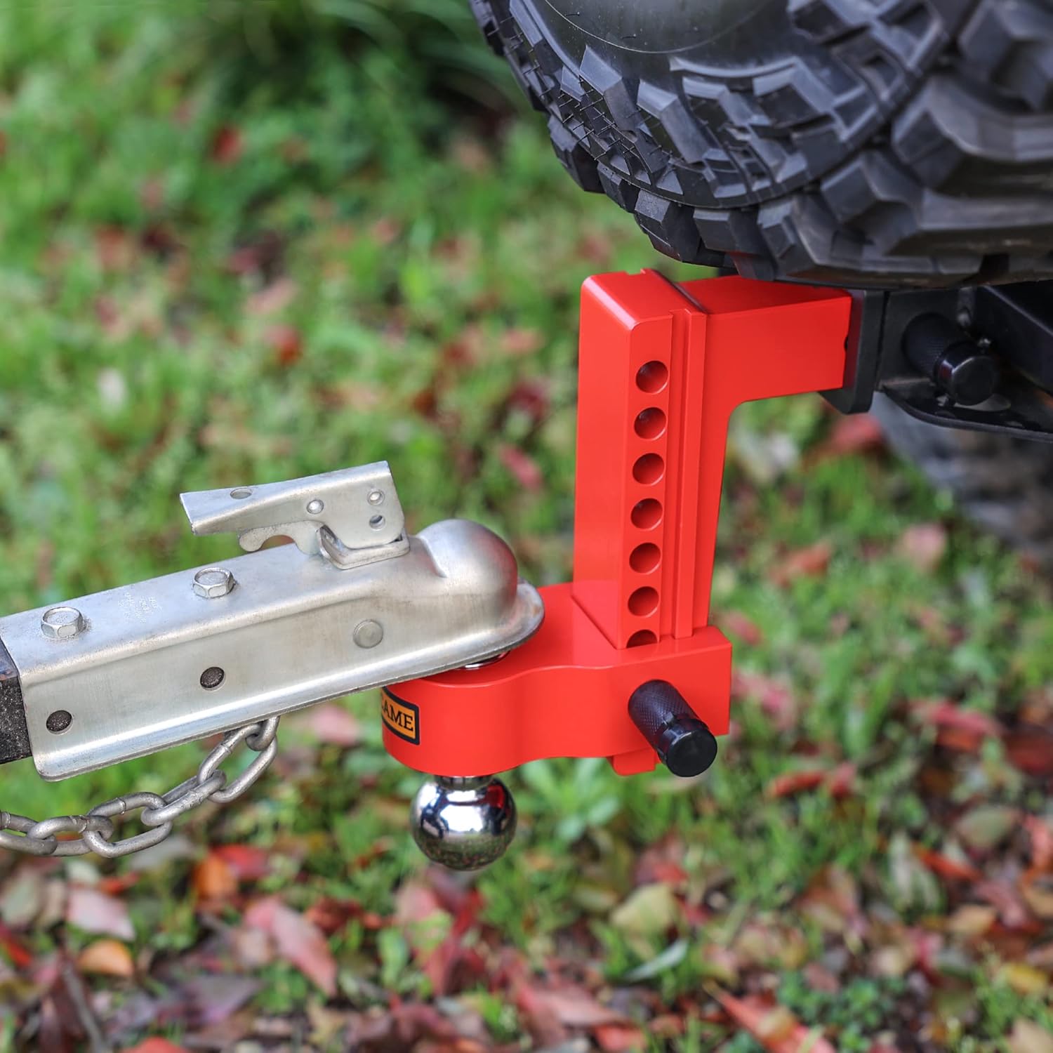 Adjustable Aluminum Trailer Hitch, Fits 2.5-Inch Receiver, 8-Inch Drop/Rise, 18,500 LBS GTW, Red H944050