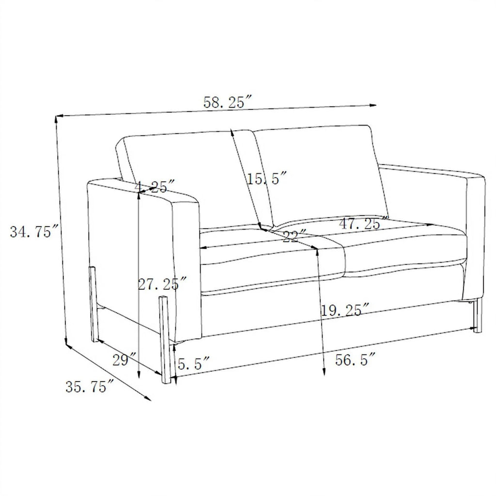 Sage Upholstered Fabric Loveseat with Track Arms S440