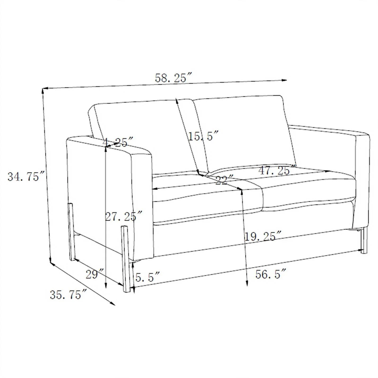 Sage Upholstered Fabric Loveseat with Track Arms S440