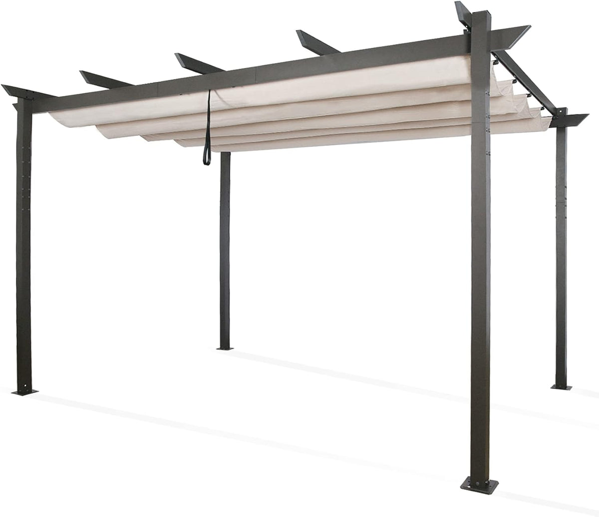 Beige Aluminum Pergola with Sun Shade Canopy K594674