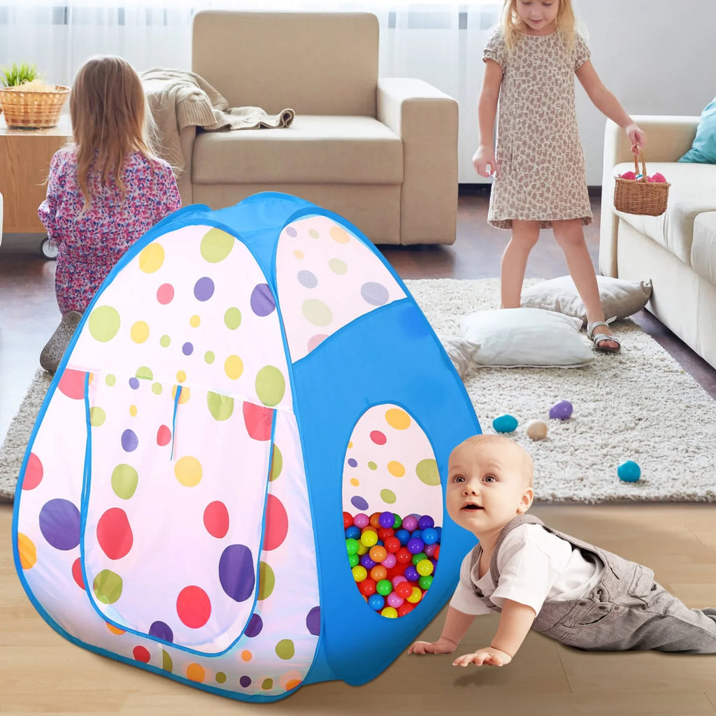 Blue Pop-up Play Tent with Crawl Tunnel Storage Bag J354283