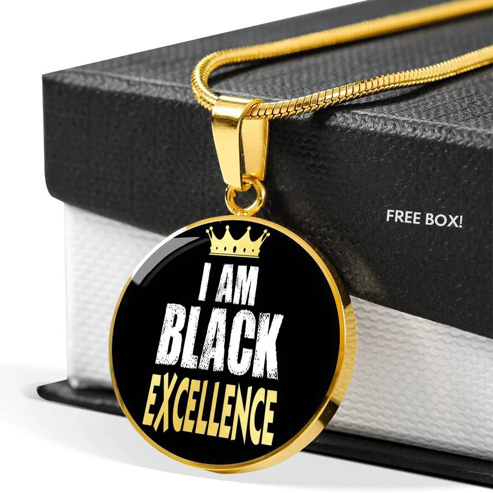 Black Excellence Circle Pendant Necklace Stainless Steel T24157