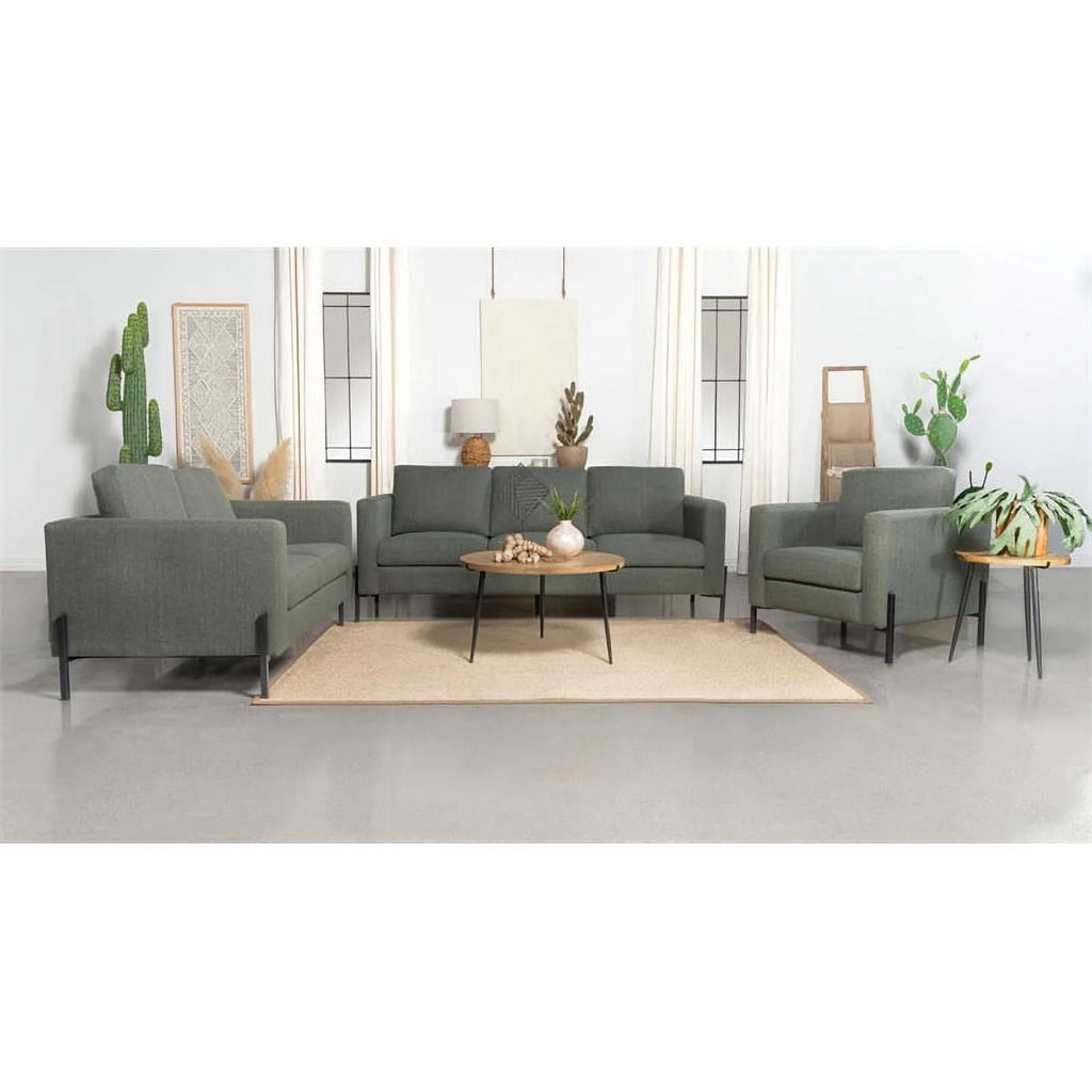 Sage Upholstered Fabric Loveseat with Track Arms S440