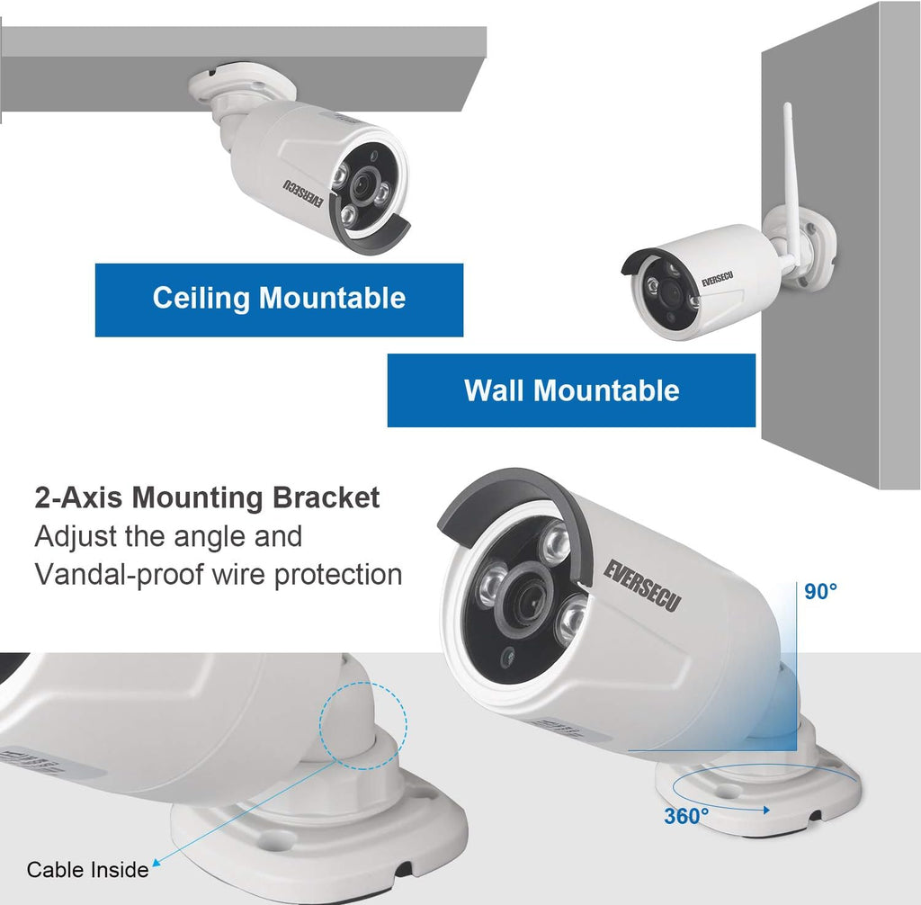 2K 3MP 8 Channel Wireless IP Security Cameras System with 12 Inch Monitor X93524