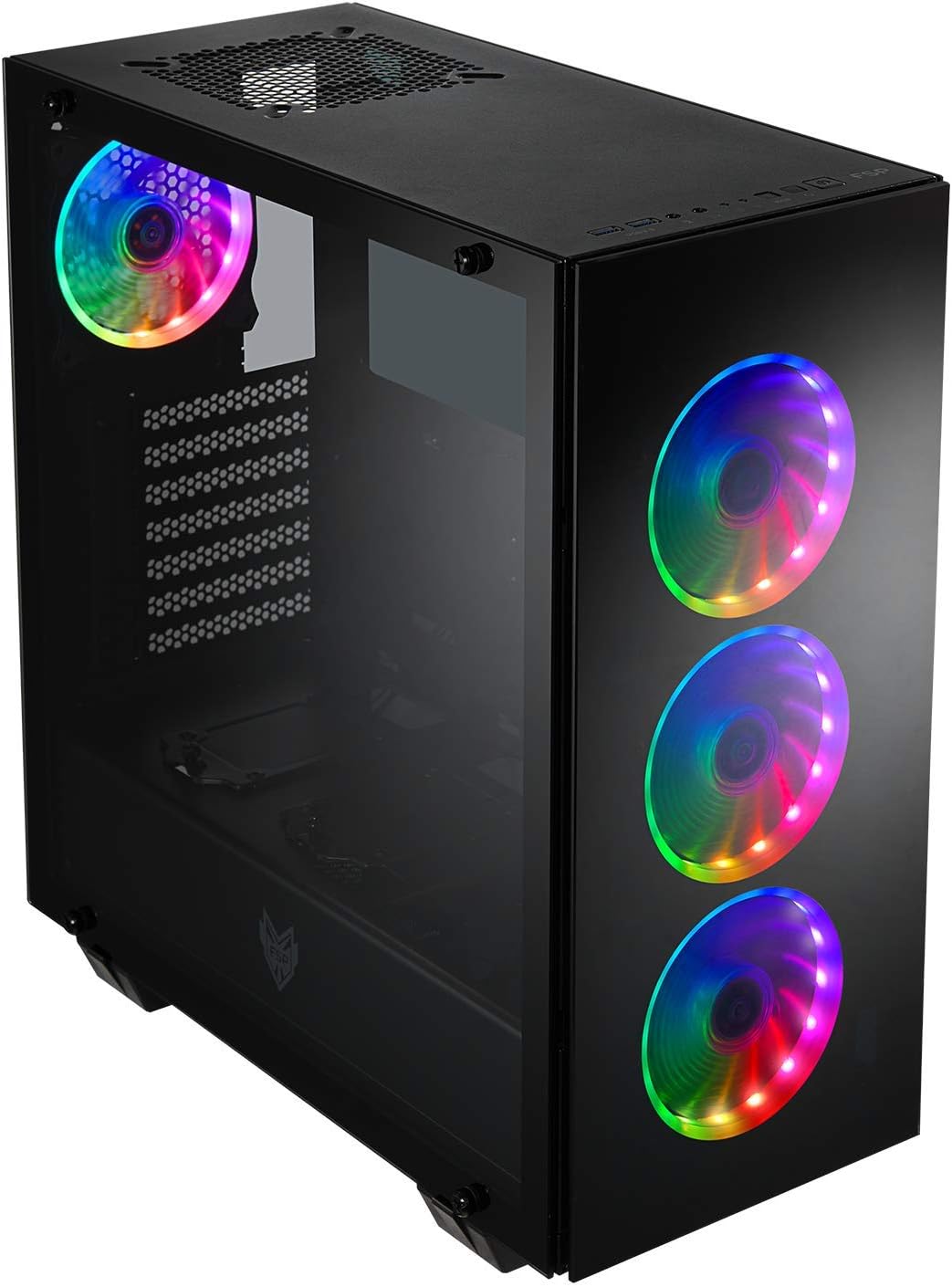 ATX Mid Tower PC Gaming Case with 3 Tempered Glass Panels and 4 ARGB Fans Z6417
