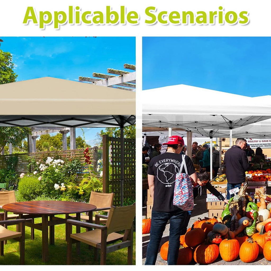 Beige 10 x 20 ft Pop Up Canopy Tent with 6 Removable Sidewalls & Carry Bag J523874