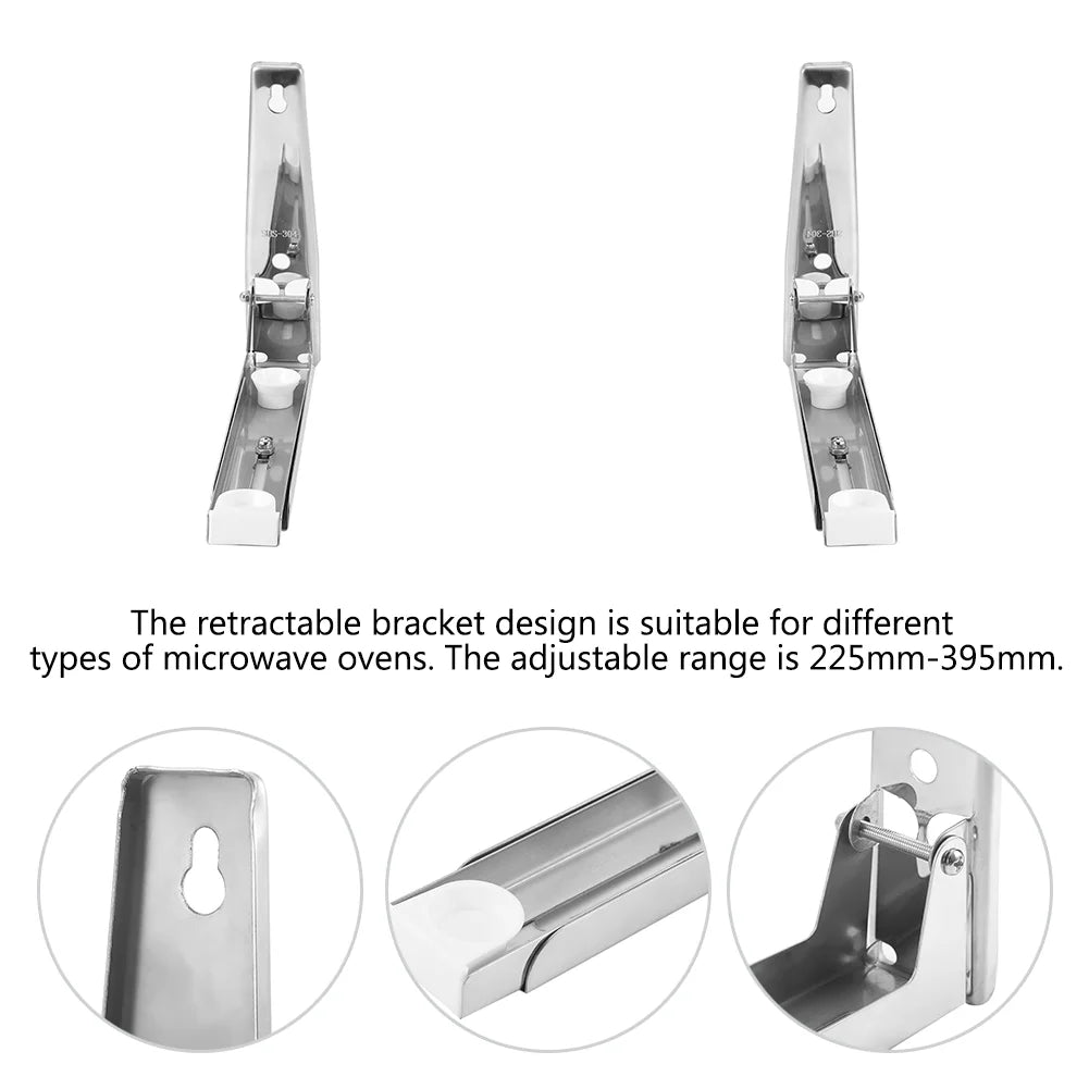 Adjustable 304 Stainless Steel Folding Wall-Mounted Microwave Oven Holder Bracket Shelf X828