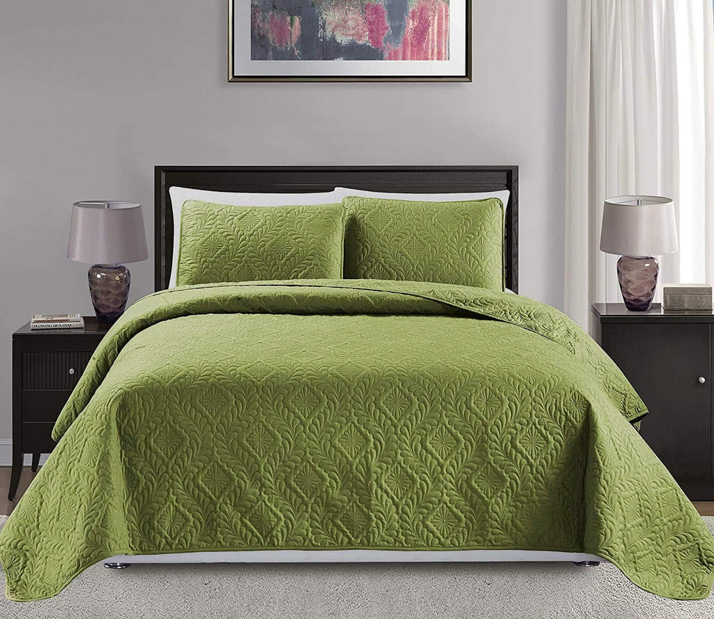 3pc King/California King Oversized Diamond Bedspread Bed Cover Solid Beige S61737