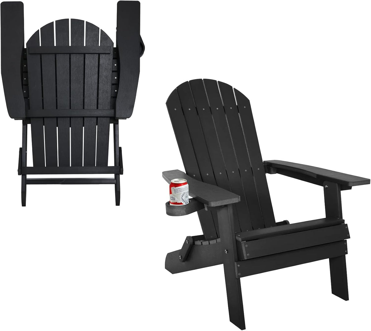 Dark Blue Plastic Adirondack Chair with Cup Holder L71230
