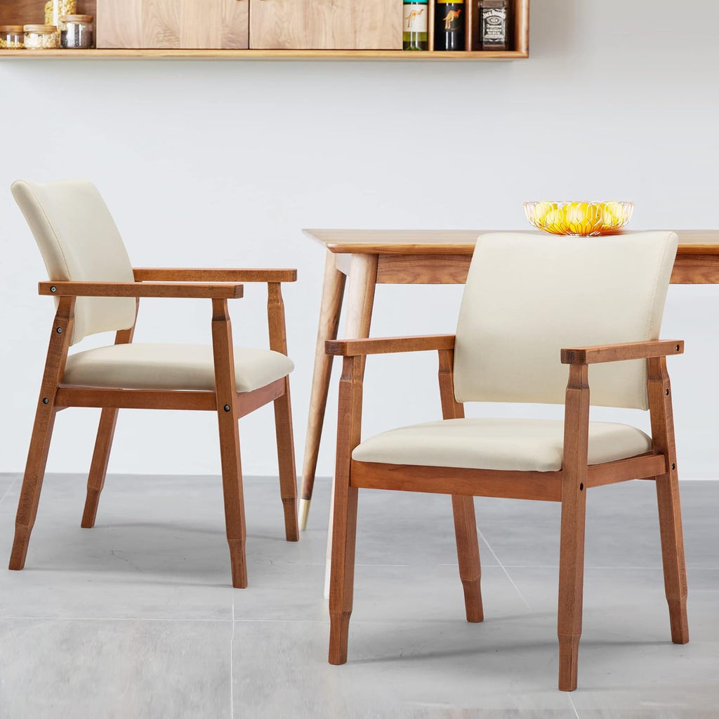 Mid Century Modern Walnut Wood Dining Chairs, Set of 2 F2077
