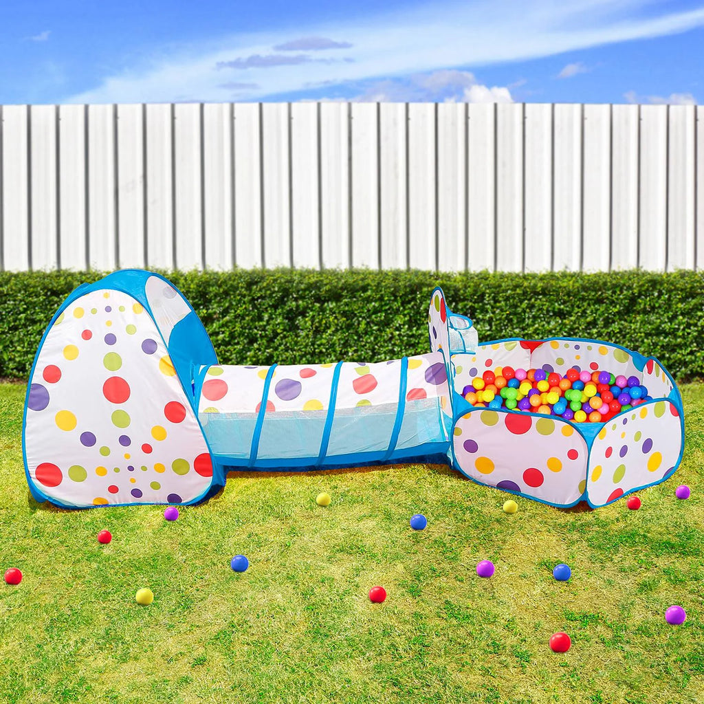 Blue Pop-up Play Tent with Crawl Tunnel Storage Bag J354283