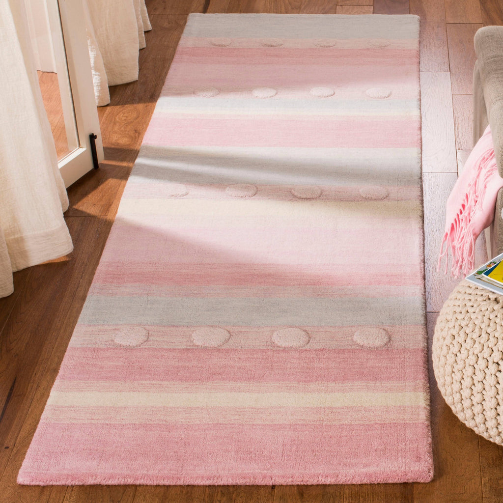 Light Blue / Pink Square Kids Rug T294977