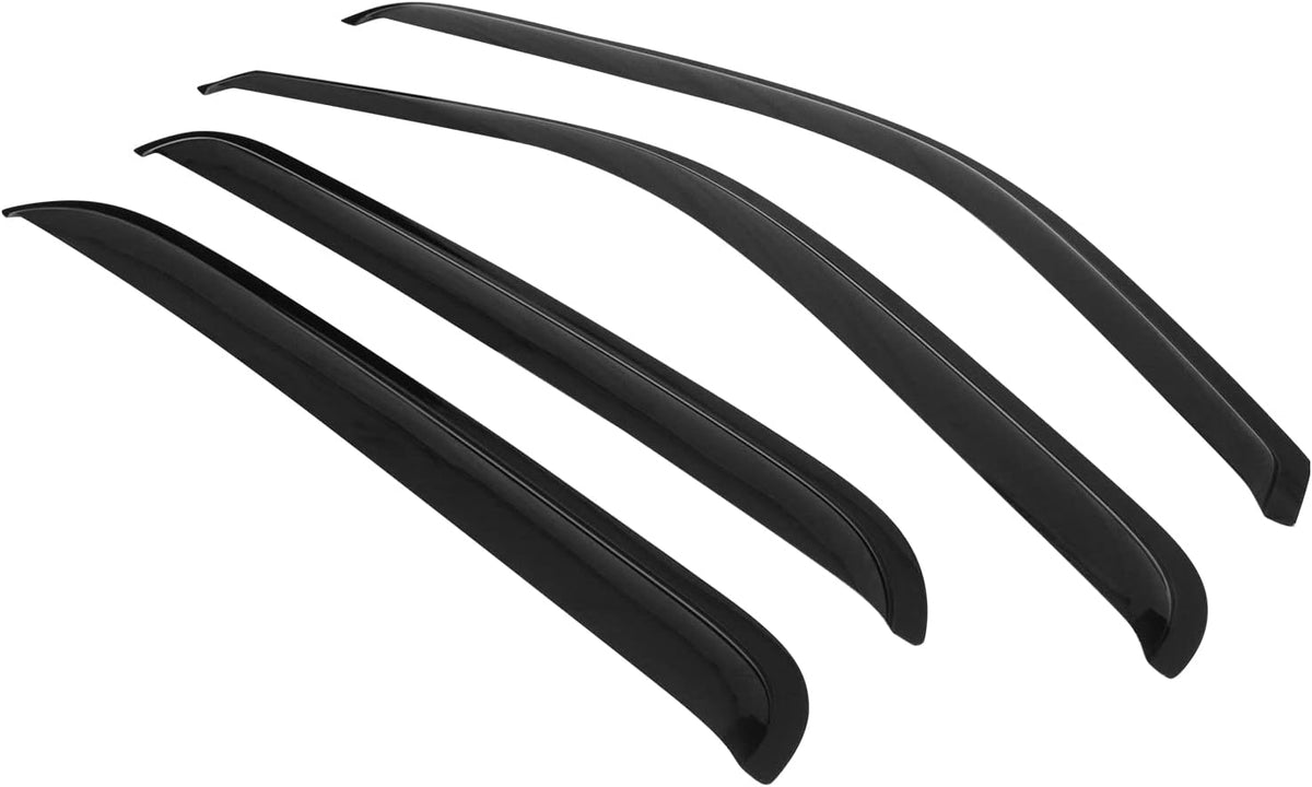 Window Visor Compatible With 2001-2006 Chevy Silverado GMC Sierra Crew Cab, Slim Style Acrylic Smoke Tinted 4PCS Sun Rain Shade Guard Wind Vent Air Deflector by IKON MOTORSPORTS, 2002 2003 2004 2005 Pack of 2 B773