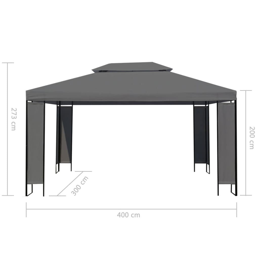 Outdoor Gazebo Canopy Tent Steel Frame Anthracite 157.5 x 118.1 x 107.5 Inches U929050
