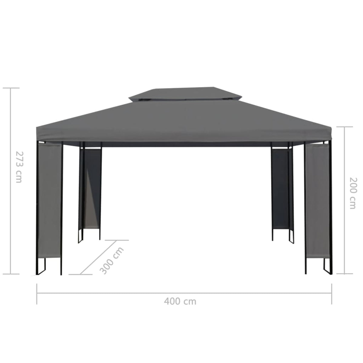 Outdoor Gazebo Canopy Tent Steel Frame Anthracite 157.5 x 118.1 x 107.5 Inches U929050