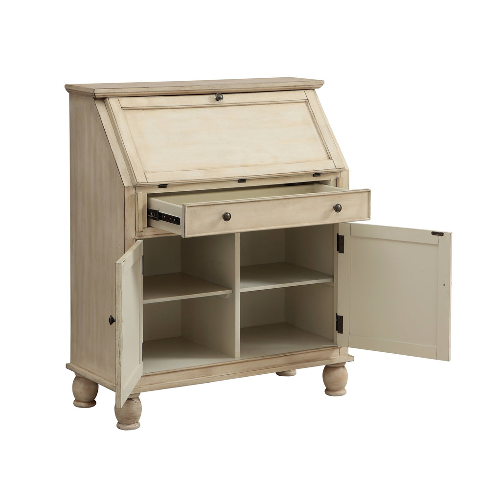 Cream Two Door One Drawer Drop Lid Cabinet with Power O58628