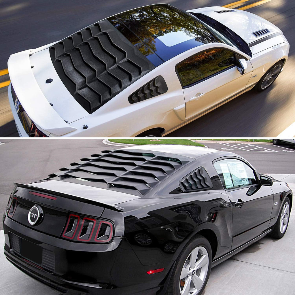 Rear+Side Window Louvers Windshield Sun Shade Cover for Ford Mustang (ABS Matte Black) R48126