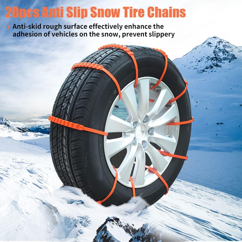 20pcs Nylon Anti-Skid Snow Tire Chains with Gloves M813123
