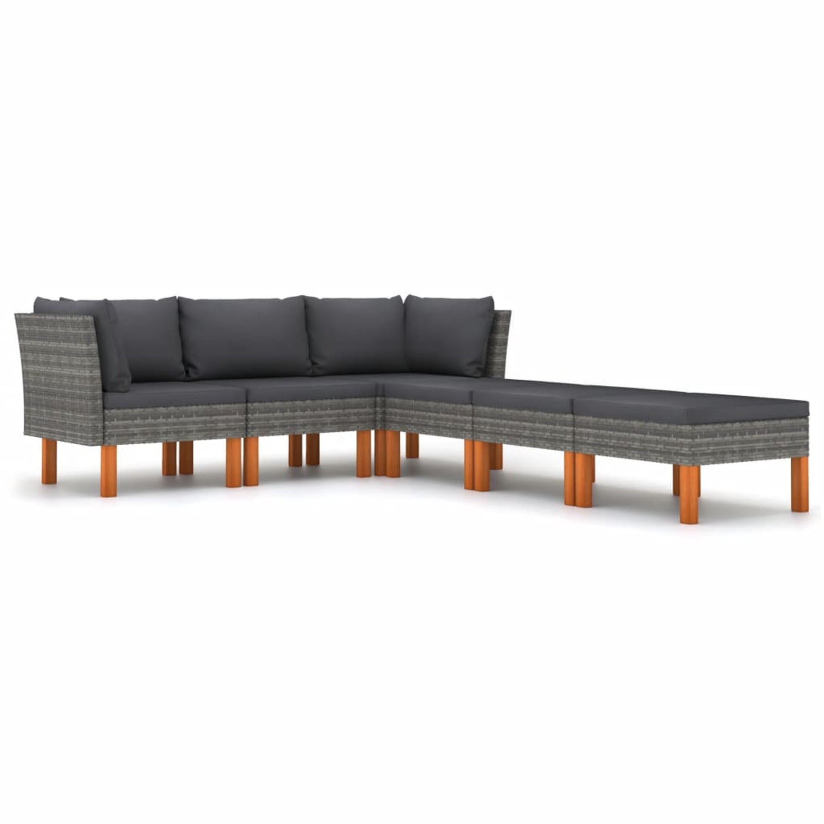 6 Piece Patio Set with Cushions Poly Rattan Gray Q28763
