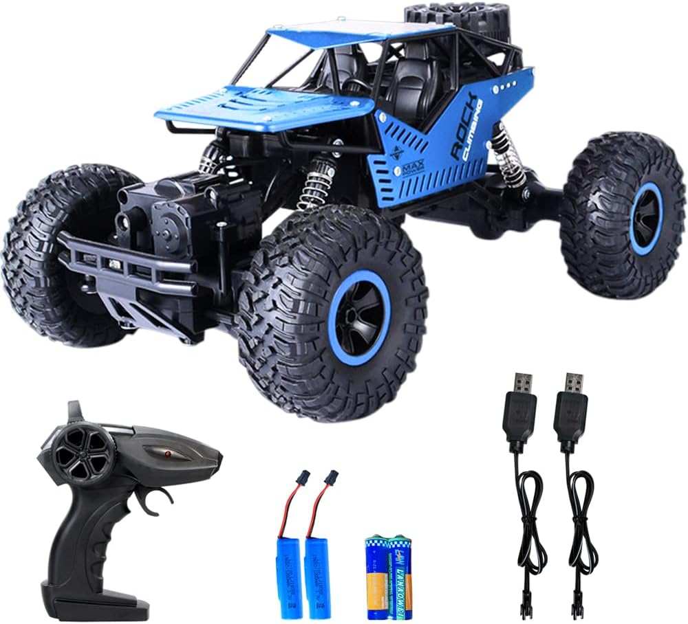 1:16 Scale 4WD 2.4 GHz Remote Control Car with 2 Rechargeable Batteries (Blue) Z120052
