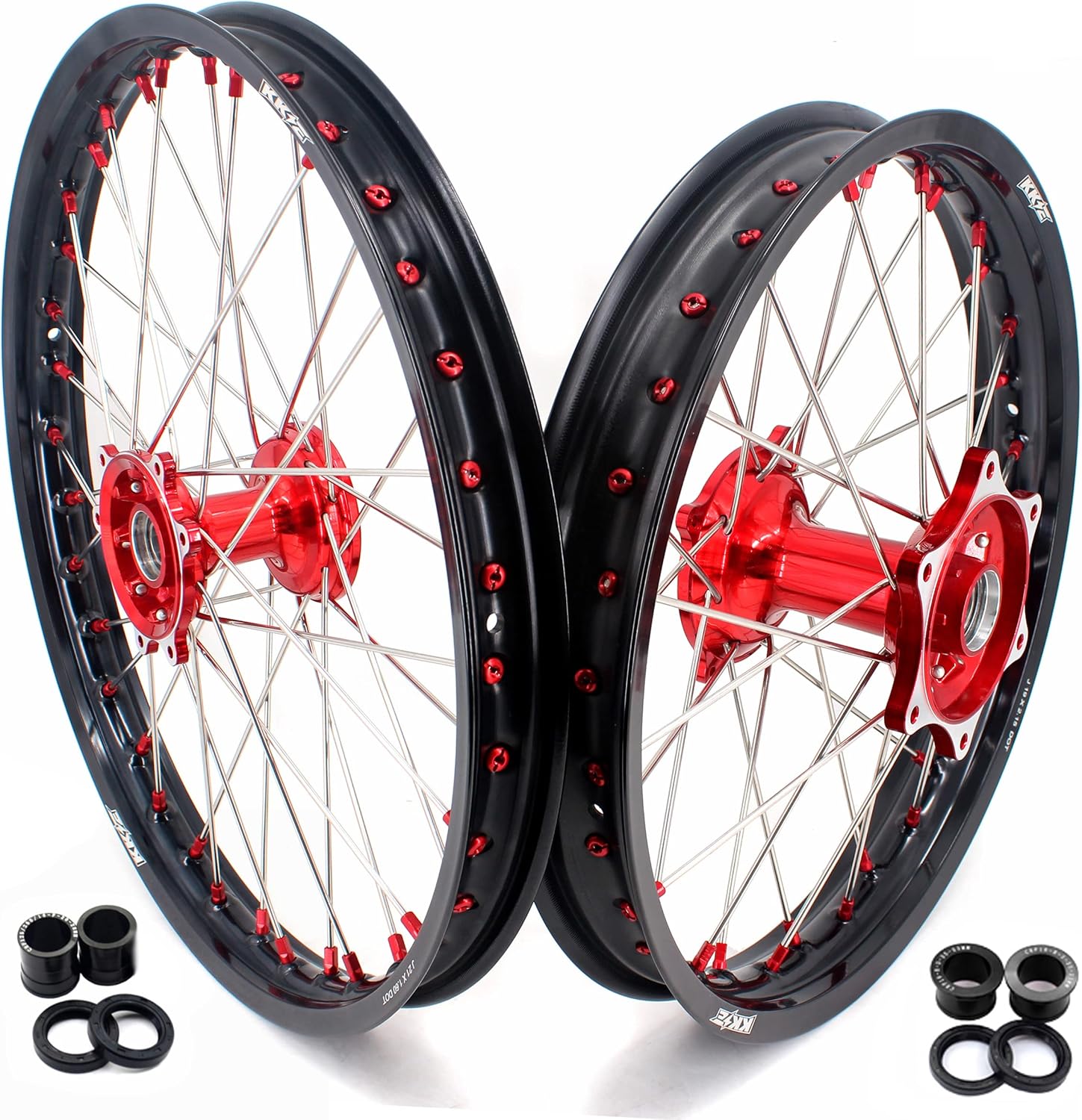 Cast Motorcycle Spoked Wheels Red Hub M678859