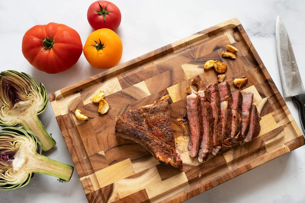 Large Wood Cutting Board with Juice Groove, 2.5 Inch Thick, 17x12 Inch End Grain Block V1733