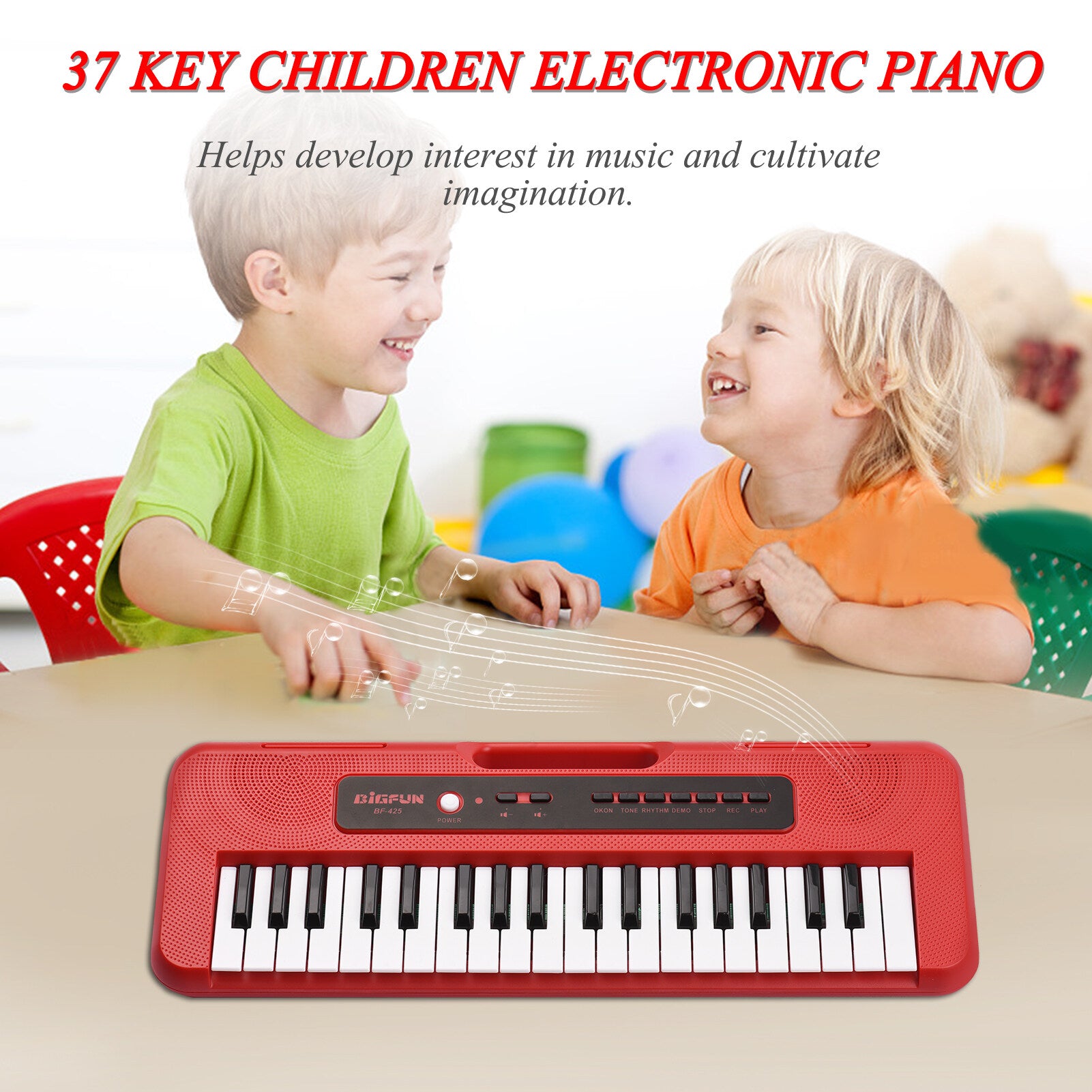 37 Key Children Electronic Piano with Mini Microphone E678353