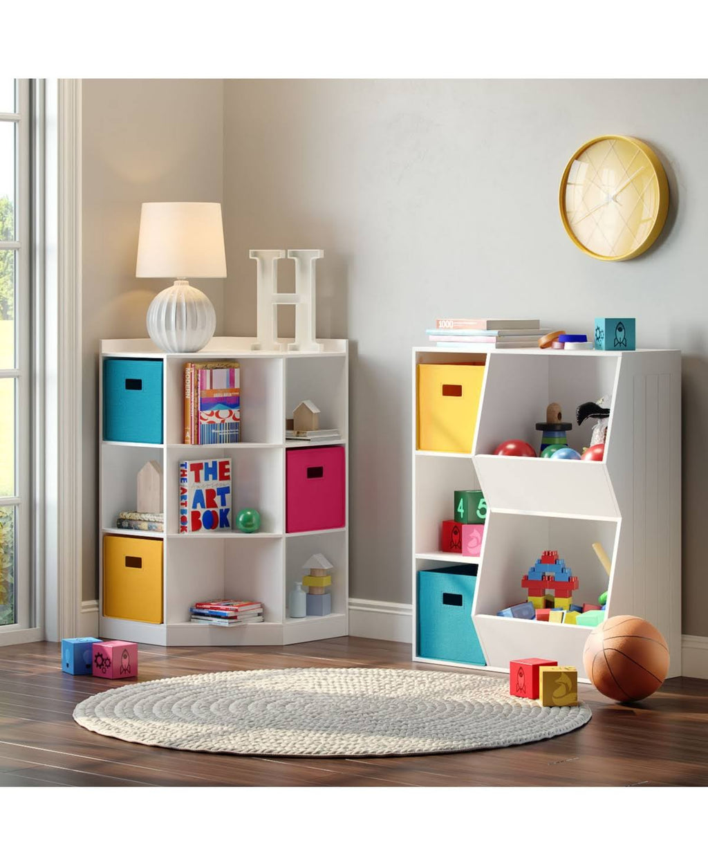 White 3-Cubby 2-Veggie Bin Floor Cabinet S810