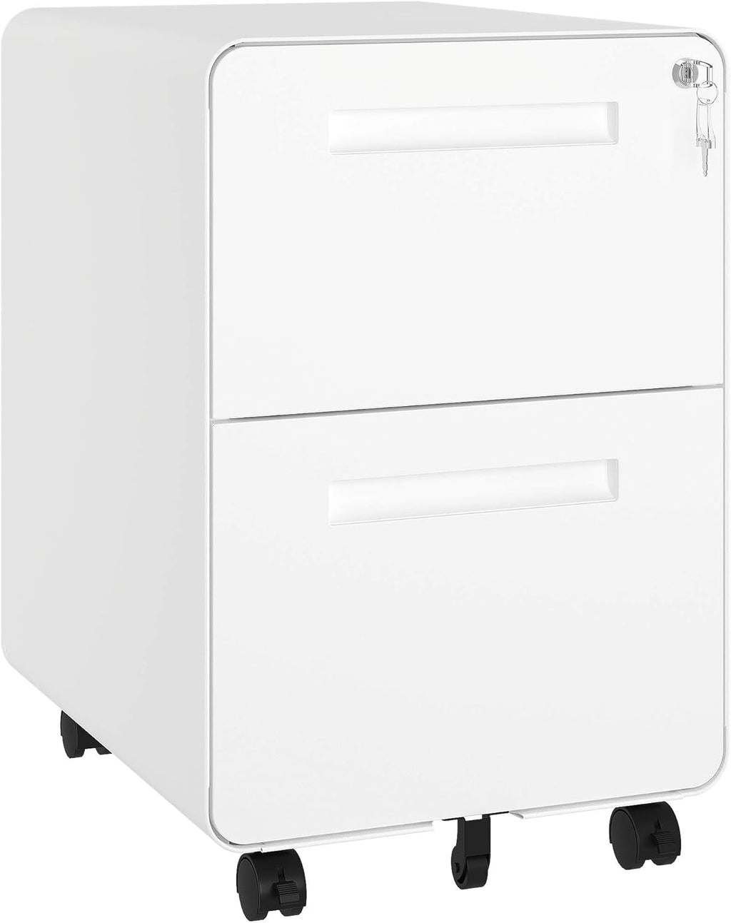 Black 2 Drawer Rolling Metal File Cabinet with Lock G318802