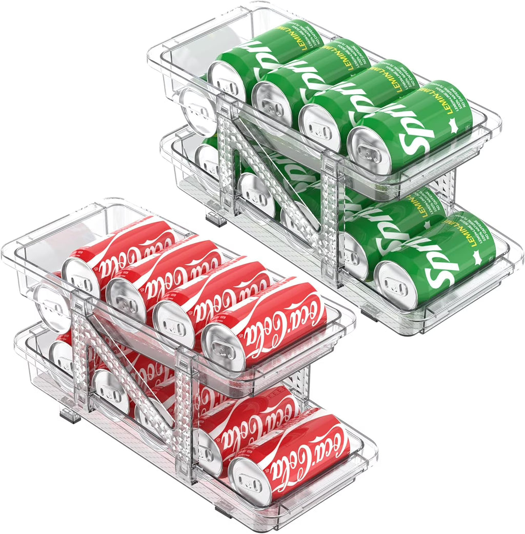 2 Pcs Clear Plastic Beverage Soda Can Organizer for Refrigerator V1482