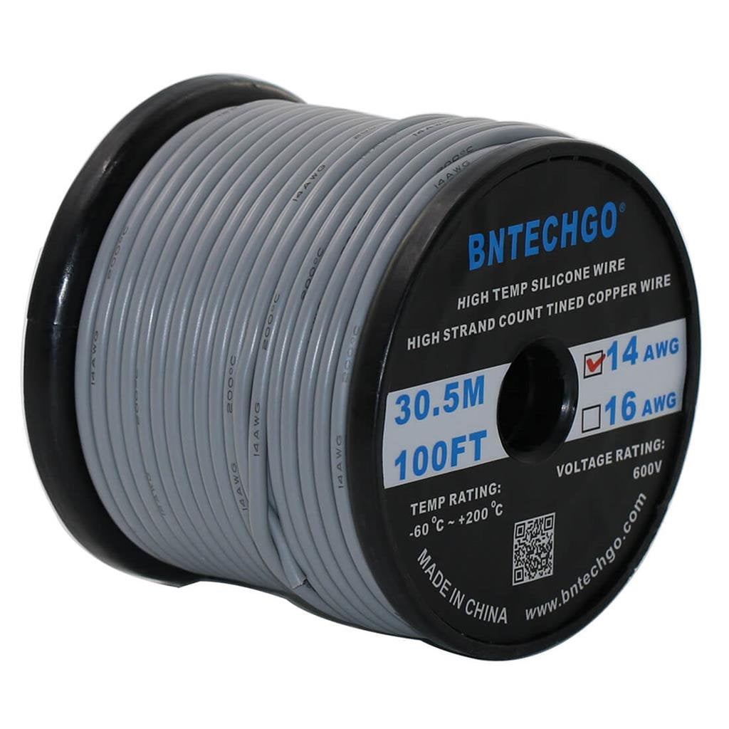 14 Gauge Silicone Wire Spool 200 ft Blue 14 AWG Stranded Tinned Copper Wire Pack of 2 N776
